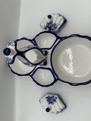Vestal Portugal Blue & White Hand-Painted Divided Serving Dish
