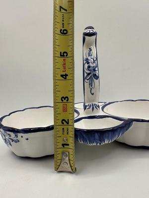 Vestal Portugal Blue & White Hand-Painted Divided Serving Dish