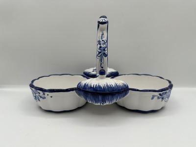 Vestal Portugal Blue & White Hand-Painted Divided Serving Dish