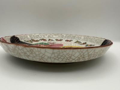 Hand-Painted Crackle Glaze Floral Pottery