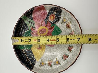 Hand-Painted Crackle Glaze Floral Pottery