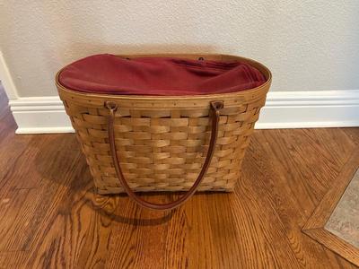 Longaberger Handwoven Bag with Leather Handles