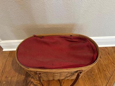 Longaberger Handwoven Bag with Leather Handles