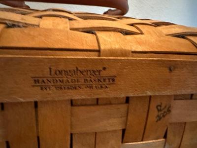 Longaberger Handwoven Bag with Leather Handles