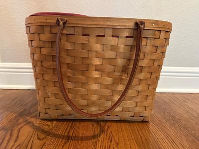 Longaberger Handwoven Bag with Leather Handles