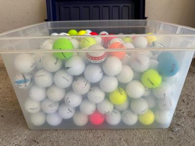 Large Bin of Mixed Golf Balls – Various Brands & Colors
