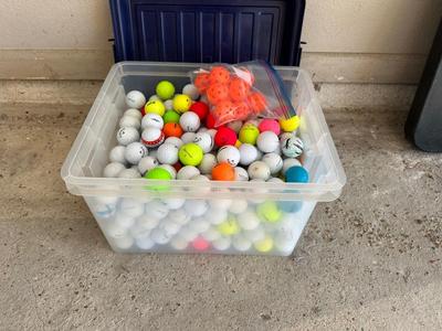 Large Bin of Mixed Golf Balls – Various Brands & Colors
