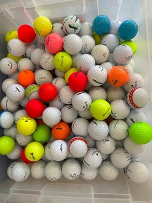 Large Bin of Mixed Golf Balls – Various Brands & Colors