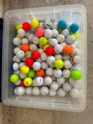Large Bin of Mixed Golf Balls – Various Brands & Colors
