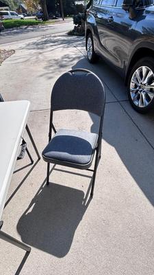 LIKE NEW FOLDING CARD TABLE AND HIGH END PADDED FOLDING CHAIRS