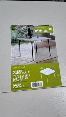 LIKE NEW FOLDING CARD TABLE AND HIGH END PADDED FOLDING CHAIRS