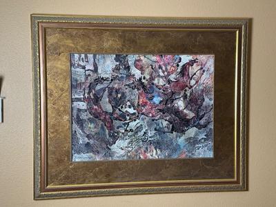 Framed Abstract Mixed Media Artwork