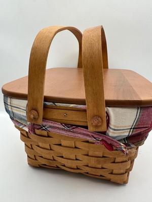 Longaberger Basket with Lid and Plastic Liner