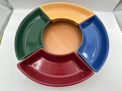 Longaberger Pottery Crescent Dishes & Lazy Susan