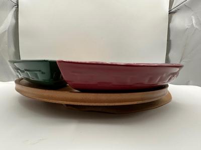 Longaberger Pottery Crescent Dishes & Lazy Susan