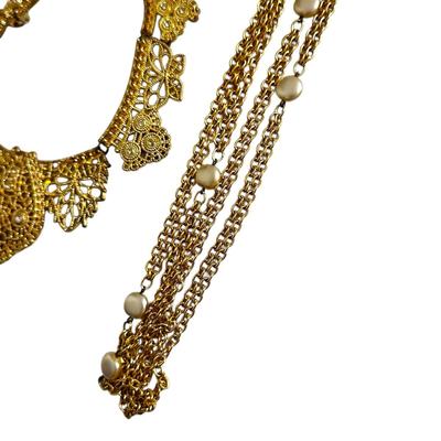 Costume Jewelry Lot of Gold Colored Necklaces