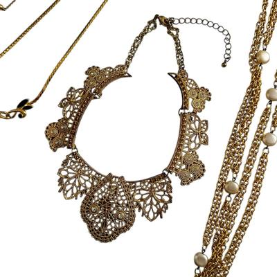 Costume Jewelry Lot of Gold Colored Necklaces
