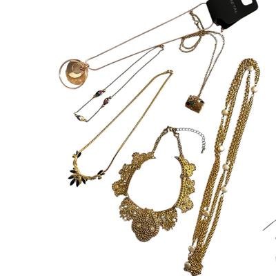 Costume Jewelry Lot of Gold Colored Necklaces