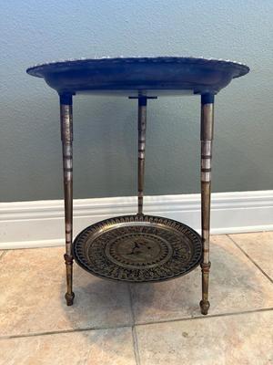 Handmade Egyptian Two-Tier Metal Tray Table