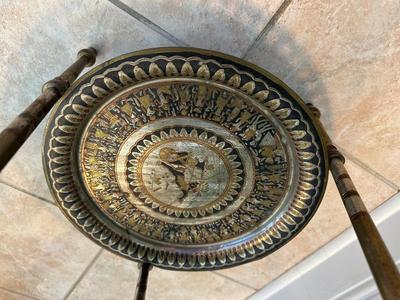 Handmade Egyptian Two-Tier Metal Tray Table