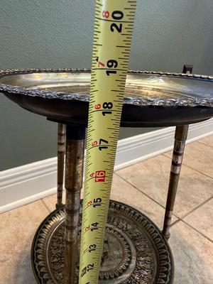 Handmade Egyptian Two-Tier Metal Tray Table