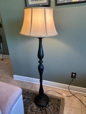 Black Floor Lamp with Fabric Shade