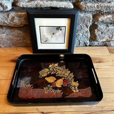 Lot of Tray and Framed Tile