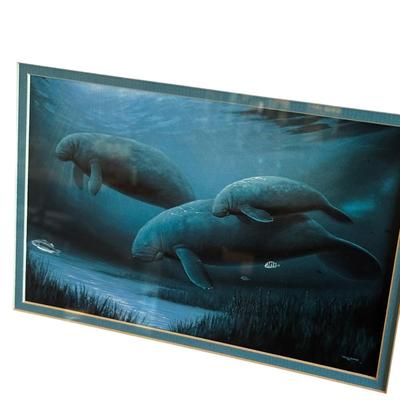 Framed Picture of Ocean Manatees by Wyland
