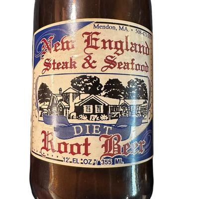2 Bottles New England Steak & Seafood Diet Root Beer Bottles