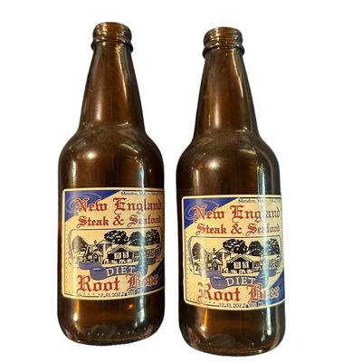 2 Bottles New England Steak & Seafood Diet Root Beer Bottles