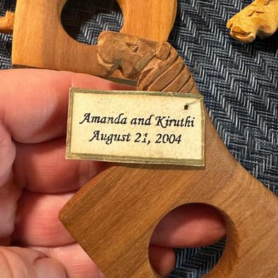 4 Wooden Wildlife Napkin Ring Holders