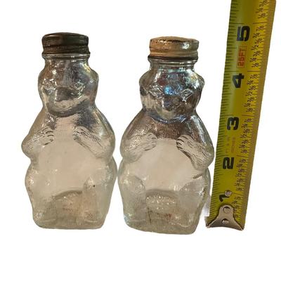 Vintage Glass Bear Salt and Pepper Shakers