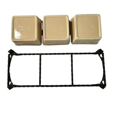 Metal Dish Holder with 3 Ceramic Dishes