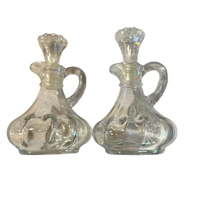 Glass Oil and Vinegar Containers and Glass Bowl