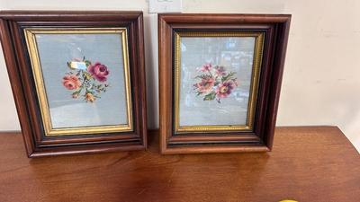 VERY OLD CROSS STITCH FLORAL PICTURES