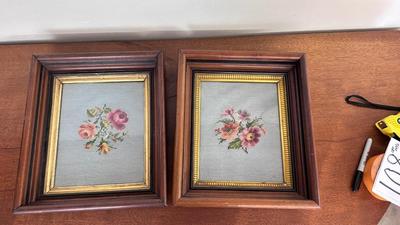 VERY OLD CROSS STITCH FLORAL PICTURES