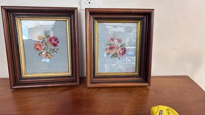 VERY OLD CROSS STITCH FLORAL PICTURES