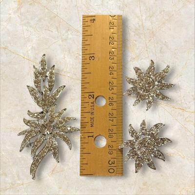 Costume Jewelry- Sarah Cov Silver Toned Pin and Earrings Set