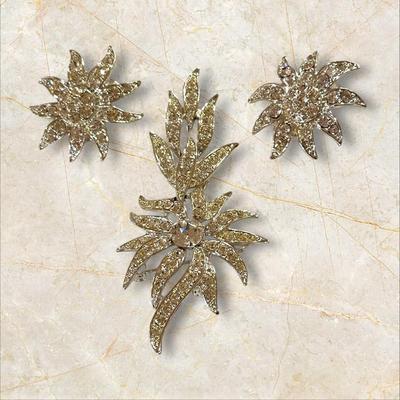 Costume Jewelry- Sarah Cov Silver Toned Pin and Earrings Set