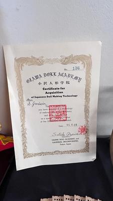 JAPANESE GEISHA DOLL WITH COA AND OTHER ASIAN THEMED ITEMS