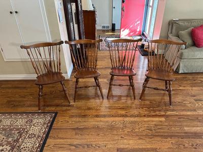 4 ETHAN ALLEN FIDDLEBACK WINDSOR DINING CHAIRS