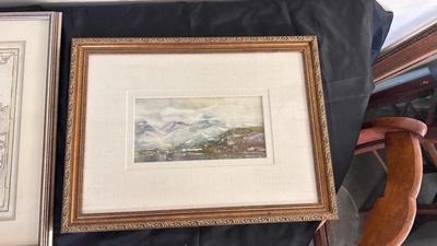 FRAMED PAINTING BY ARTIST S. YOUNOV & FRAMED HAND COLORED MAP OF MARYLAND