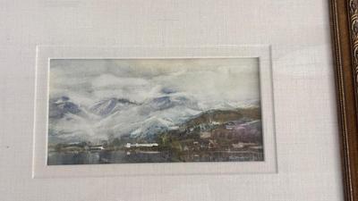 FRAMED PAINTING BY ARTIST S. YOUNOV & FRAMED HAND COLORED MAP OF MARYLAND