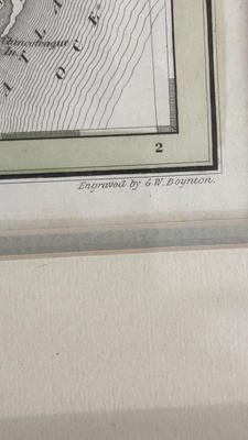 FRAMED PAINTING BY ARTIST S. YOUNOV & FRAMED HAND COLORED MAP OF MARYLAND
