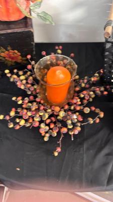 FALL IS IN THE AIR FOR THESE PRETTY IN SEASONAL DECORATIONS AND A LOVELY ANTIQUE WOODEN BOX