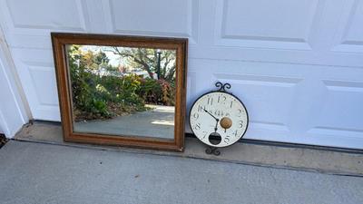 HOWARD MILLER PENDULUM WALL CLOCK AND LARGE HEAVY MIRROR