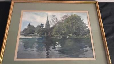 ORIGINAL WATERCOLOR OF THE HOLY TRINITY CHURCH STRATFORD-ON-AVON, WARWICKSHIRE