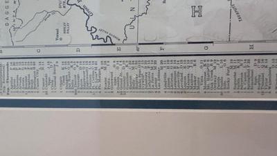 64/100 BARBARA MOORE FRAMED ARTWORK AND 1979 FRAMED COMMERCIAL ATLAS MAP OF COLORFUL COLORADO