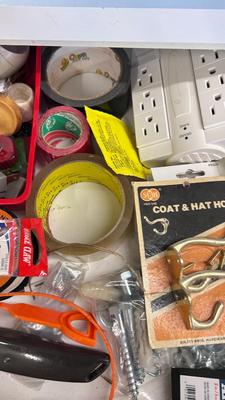 ANOTHER DRAWER PACKED WITH ALL SORTS OF HARDWARE AND HOUSEHOLD NEEDS