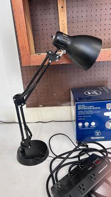WESTINGHOUSE OUTDOOR SECURITY MOTION, LIGHT TABLE, LAMP, AND POWER STRIP